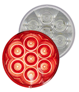 Lumenx Red Tail Light Clear Lens 4 Inch Round Grommet Mount 7 LED 12v